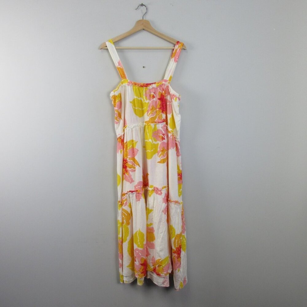 Free People Floral Midi Dress - Pink and Yellow